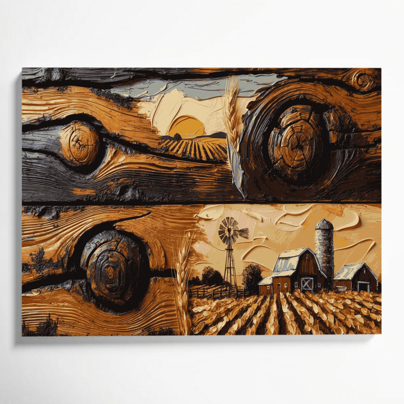 Farm Rustic Wood Grain Black Canvas Wall Art, 11" H x 14" W