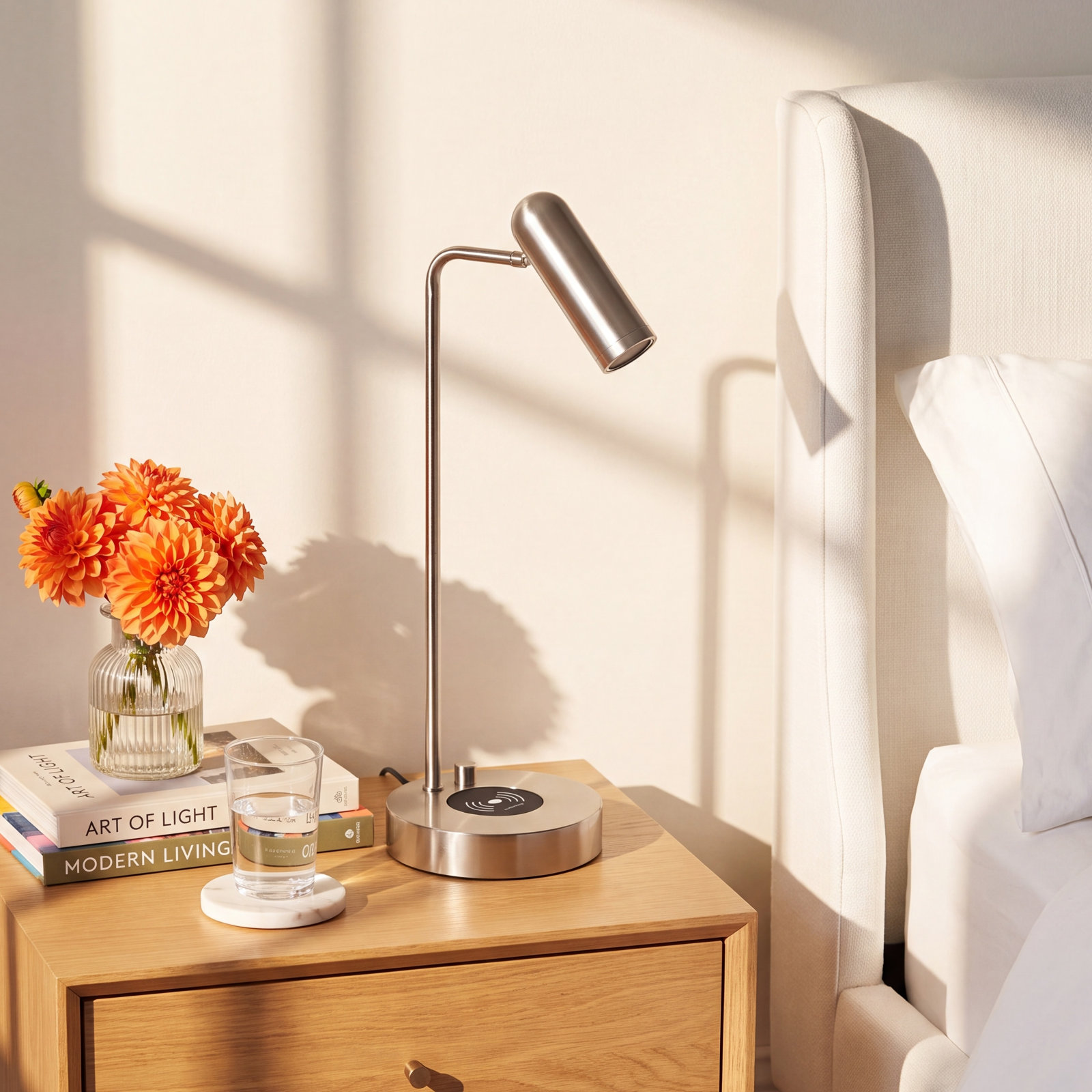 Avon Desk Lamp, Brushed Steel