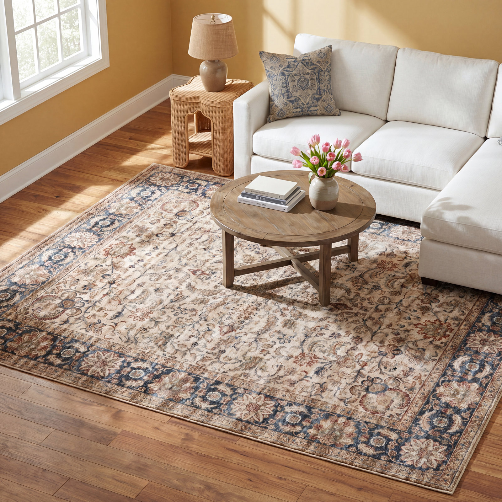 Ivory Traditional Persian Oriental Rug, Rectangle 5' x 7'6"