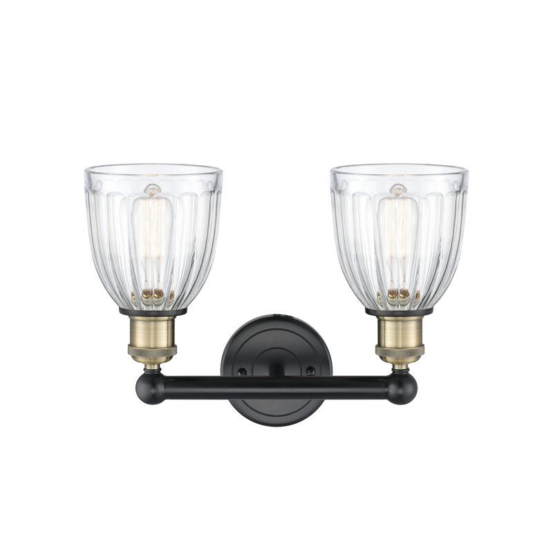 Éclairage pour meuble-lavabo à 2 lumières 14,75 po Radegonde, Transparent, Laiton antique noir