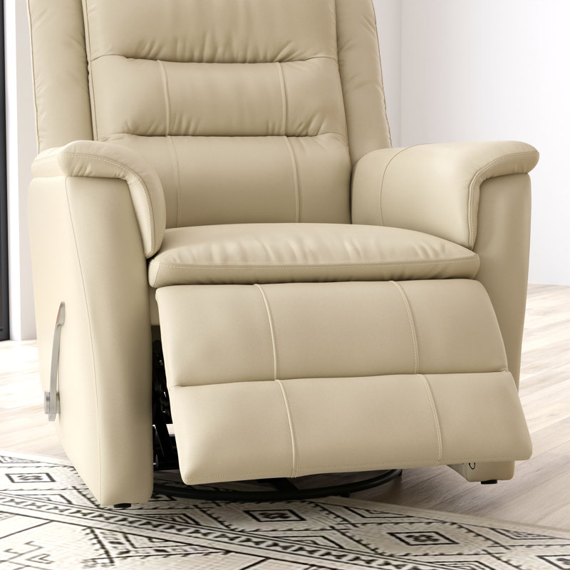 Fauteuil inclinable d'intérieur pivotant avec repose-pieds manuel, Eggshell Faux Leather