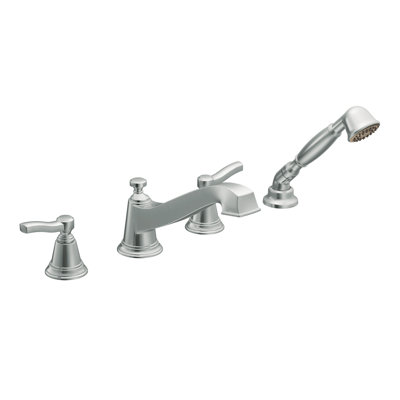 Rothbury Double Handle Deck Mounted Roman Tub Faucet Trim with Handshower