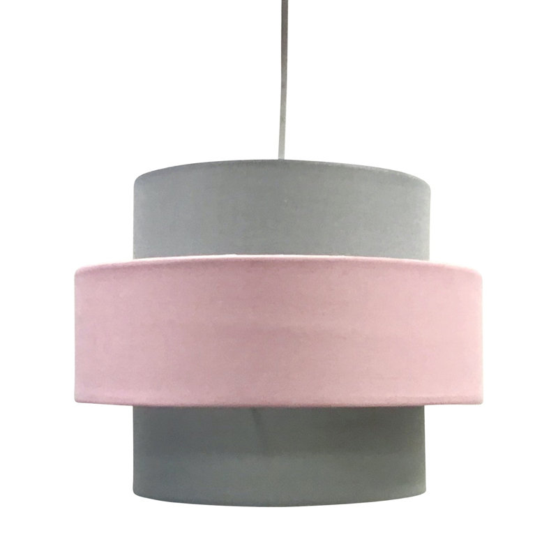 Peery 22cm H Cotton Pendant Shade, Pink/Grey
