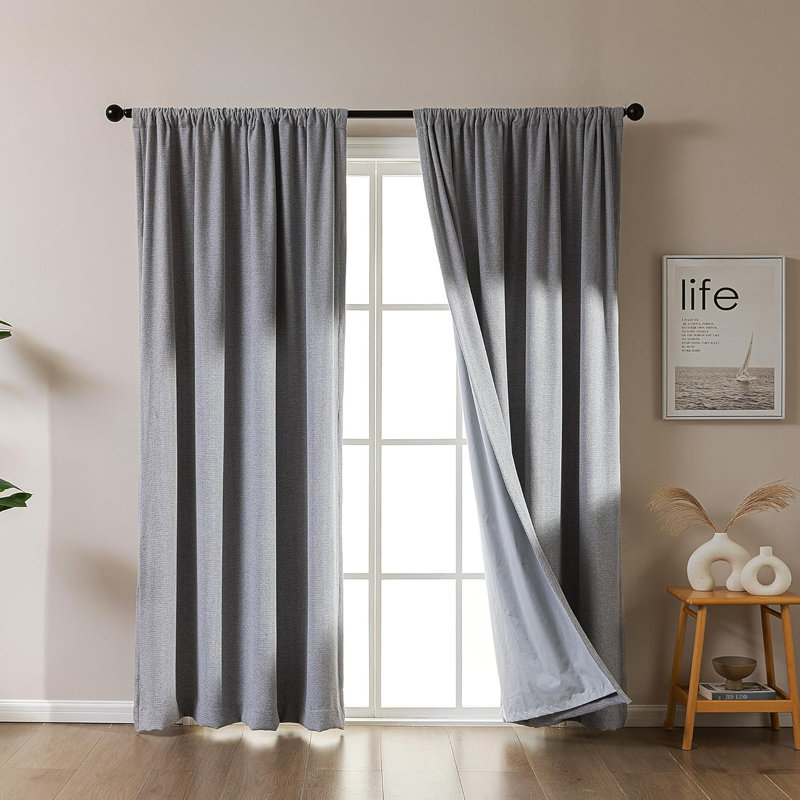  Blackout Magnetic Curtains(Set of 2), 52" W x 84" L, Medium Gray