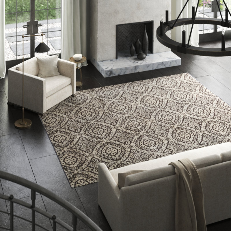 Sultanabad Hand-Knotted High-Quality Ivory and Brown Area Rug