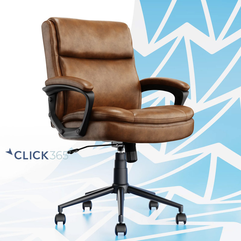 Chaise de bureau ergonomique à dossier moyen avec accoudoirs rembourrés et ajustables Click365 Transform 2.0, Brun