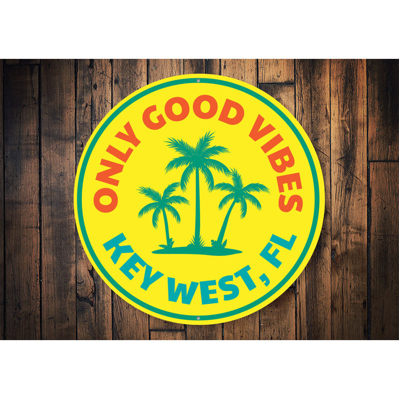 Plaque en aluminium Good Vibes Key West, H 12 po x l 12 po x P 0,04 po