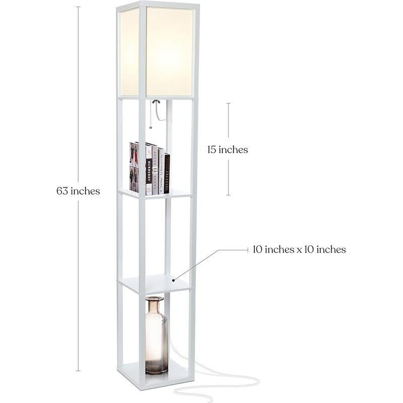 Lampe sur pied moderne avec ampoule DEL, tablettes et caractéristiques intelligentes
