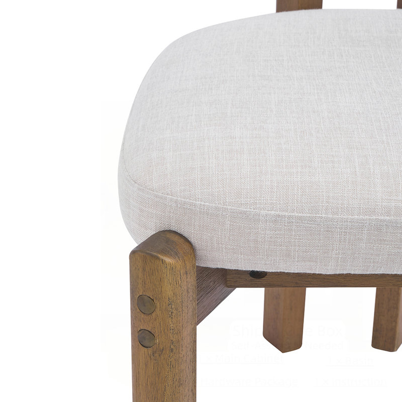 Ensemble de 4 chaises de salle à manger élégantes à structure rembourrée avec tissu confortable et fabrication en bois d'hévéa durable