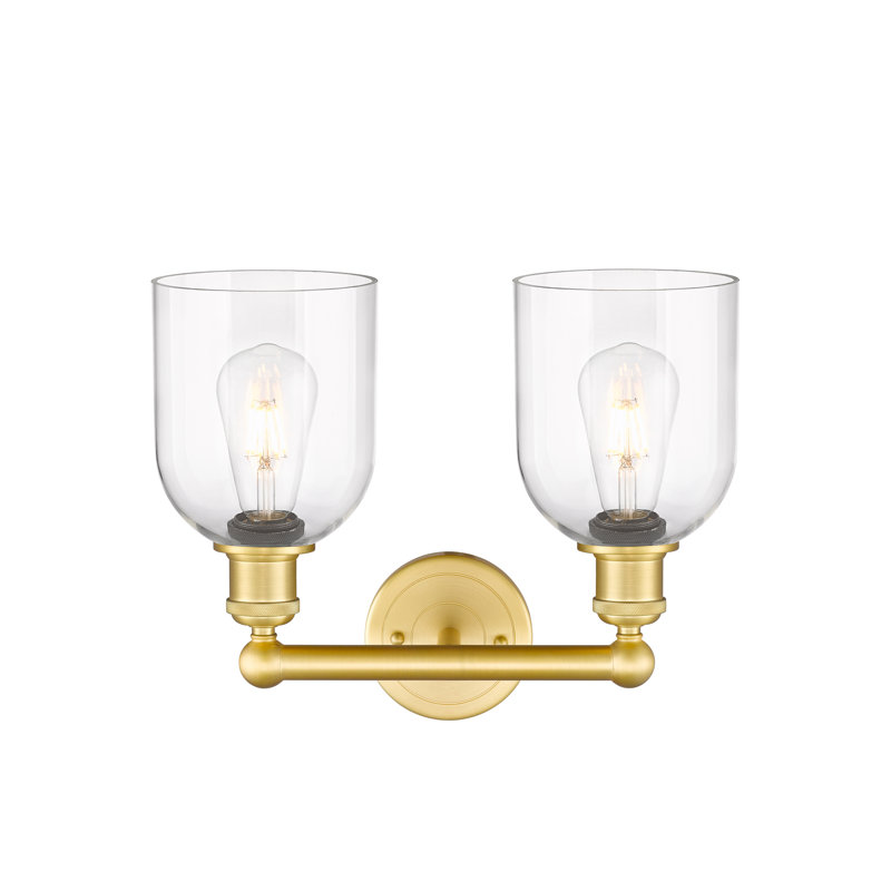 Éclairage pour meuble-lavabo à 2 lumières 15 po Edison Allysson, Or satiné, Transparent