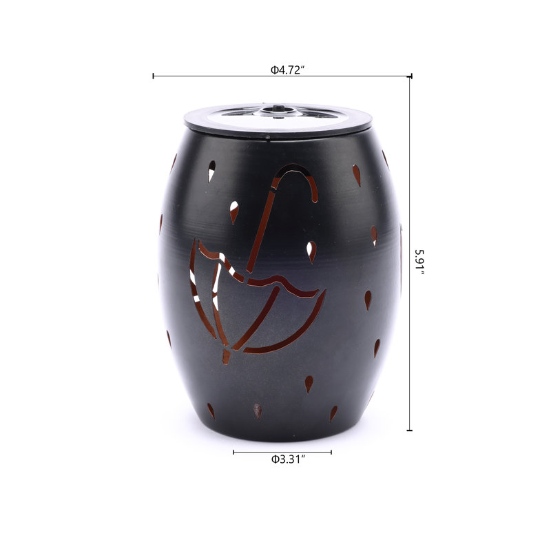 Black Ceramic Solar Powered Outdoor Candle Lantern