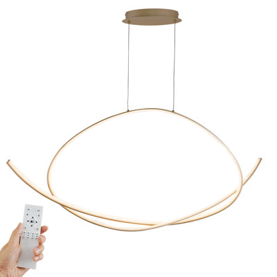 Adjustable DIY Bendable LED Ring Pendant - Contemporary Gold Fixture with Dimmable Remote, Modern Pendant Light for Kitchen Island & Living Room