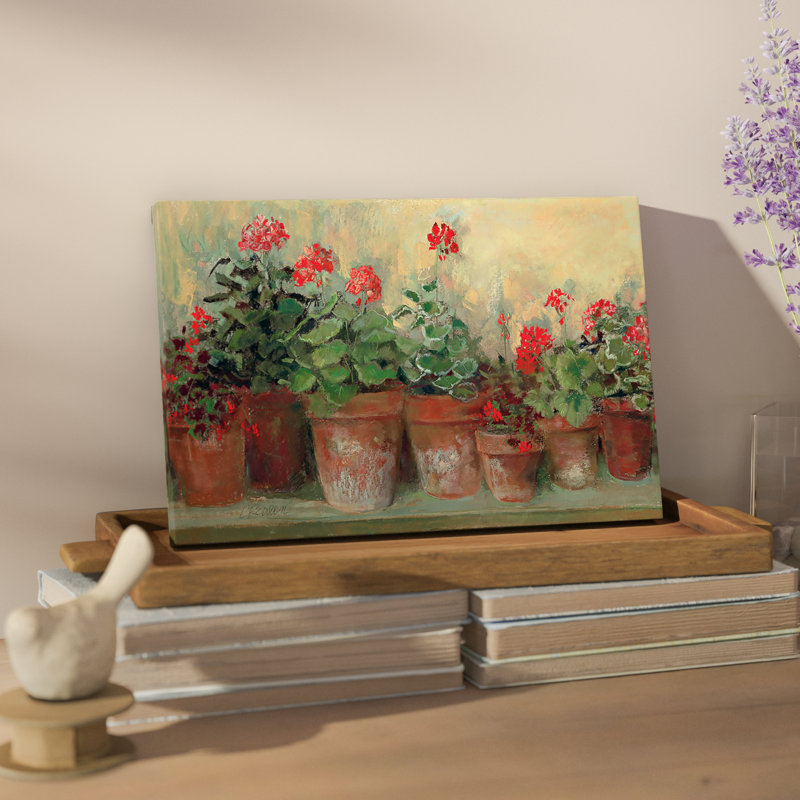«Kathleen's Geraniums» par Carol Rowan, reproduction sur toile, H 18 po x l 26 po x P 1,5 po