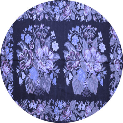 Tapis oriental rond fabriqué à la machine en bleu / gris / brun Imerio