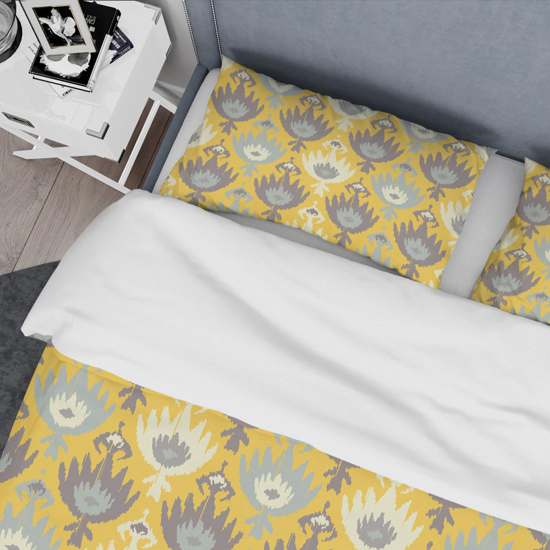 Motif ethnique jaune - Ensemble de housse de couette abstrait - Polyester en microfibre