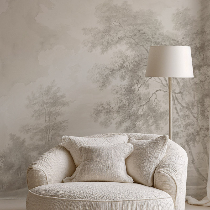 Romantic Victorian Trees Wallpaper, Beige