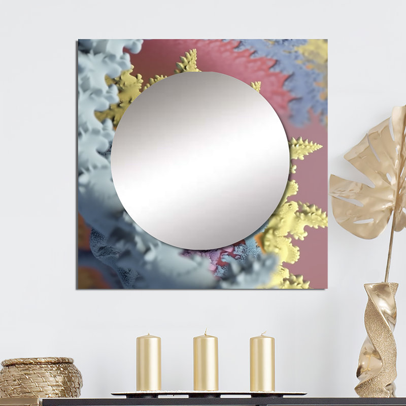 NURLana - Grand miroir carré pour décoration murale Fractals, 29 po x 29 po