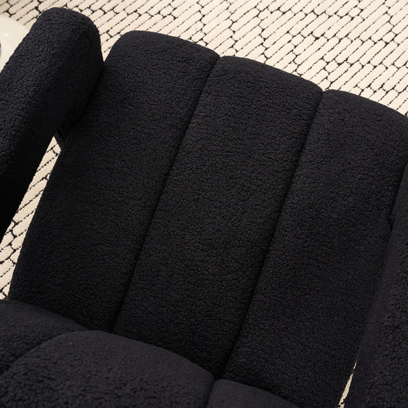 Upholstered Teddy Tufted Armchair, Black Boucle