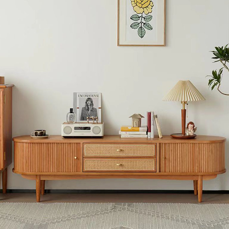 Meuble télé en bois de cerisier, H 20,47 po x l 62,99 po x P 15,75 po
