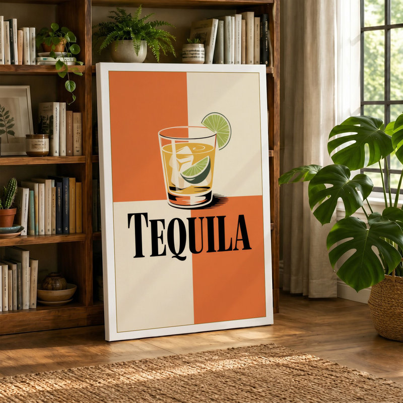 Tequila Retro - Wrapped Canvas, 18x12 - 45.7 x 30.5 cm, Black Border