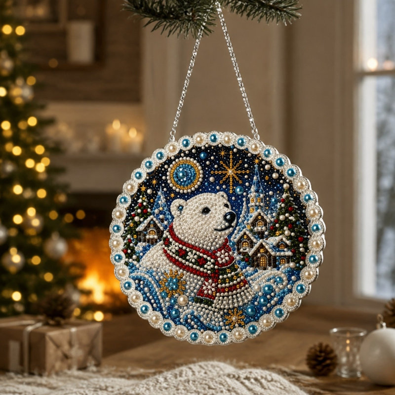 Décoration de Noël pendentif perle et diamant avec décorations de Noël et outils muraux préinstallés