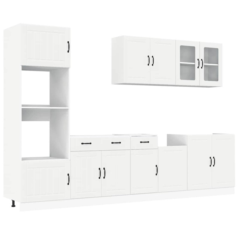  7 Piece Kitchen Cabinet Set Lucca Sonoma Oak Engineered Wood, White