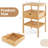 Nightstand Bamboo End Table with 2 Open Shelves and Drawer