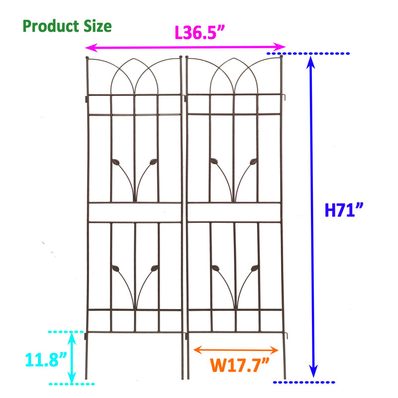 Ensemble de 2 moustiquaires d'escalade en métal pour jardin, H 71 po x l 36,5 po x P 1 po, Brun