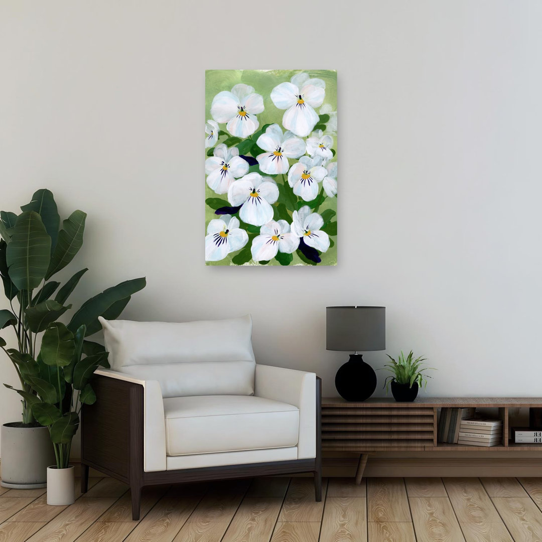 Blooming White Pansies Pansy Flower Nature Wall Art Print