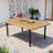 59" Outdoor Patio Dining Table, Polywood Tabletop with Umbrella Hole, Iron Legs, Rectangular Dining Table for Garden, Backyard, Porch