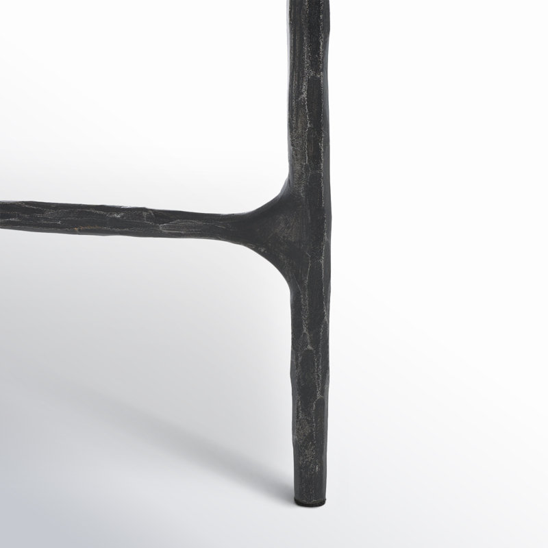 Table basse en fer Evelynn H 18 po x l 40 po, Marbre blanc, Noir, noir, noir, noir