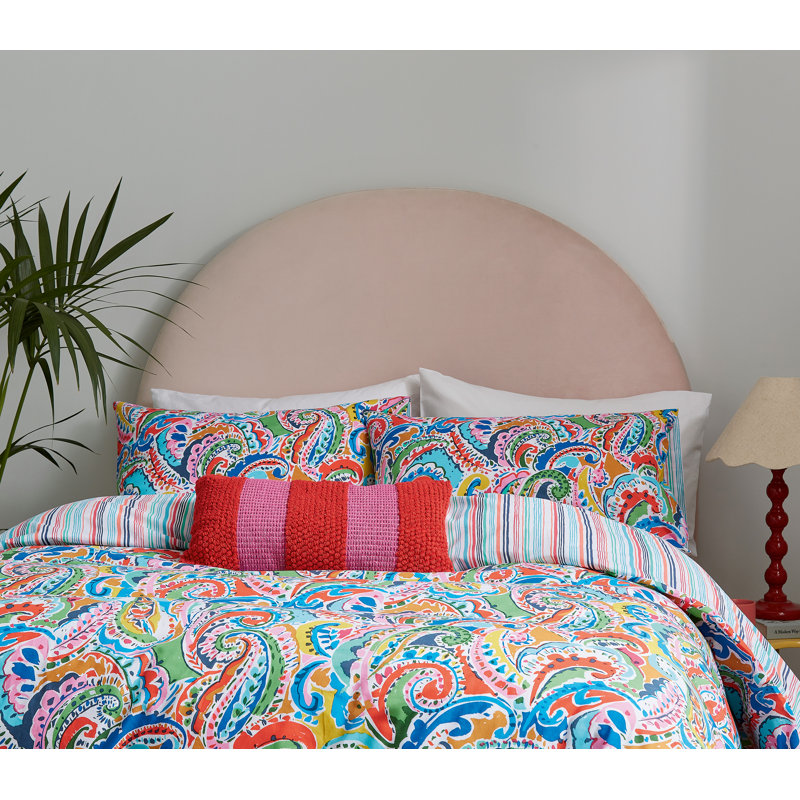 Penny Cotton Duvet Cover Set, Double Duvet Cover + 2 Pillowcases, Blue
