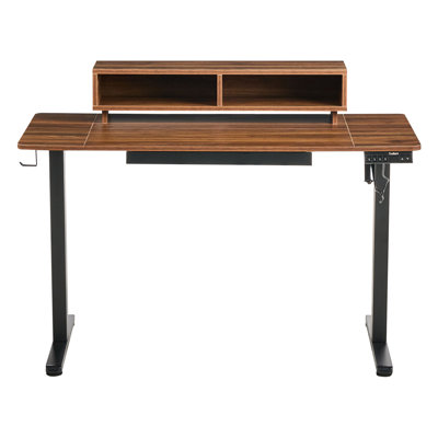 Electric Adjustable Standing Desk LUCAMA Light Brown/ White 120 cm 60 cm with USB Port