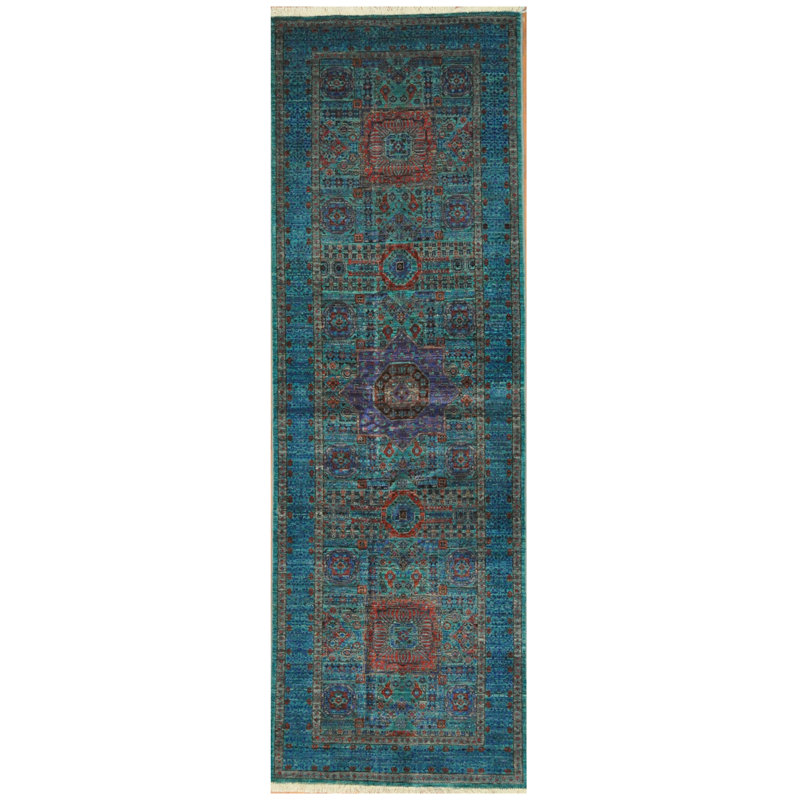 Tapis de couloir en laine noué à la main Bungalow Rose Bungalow