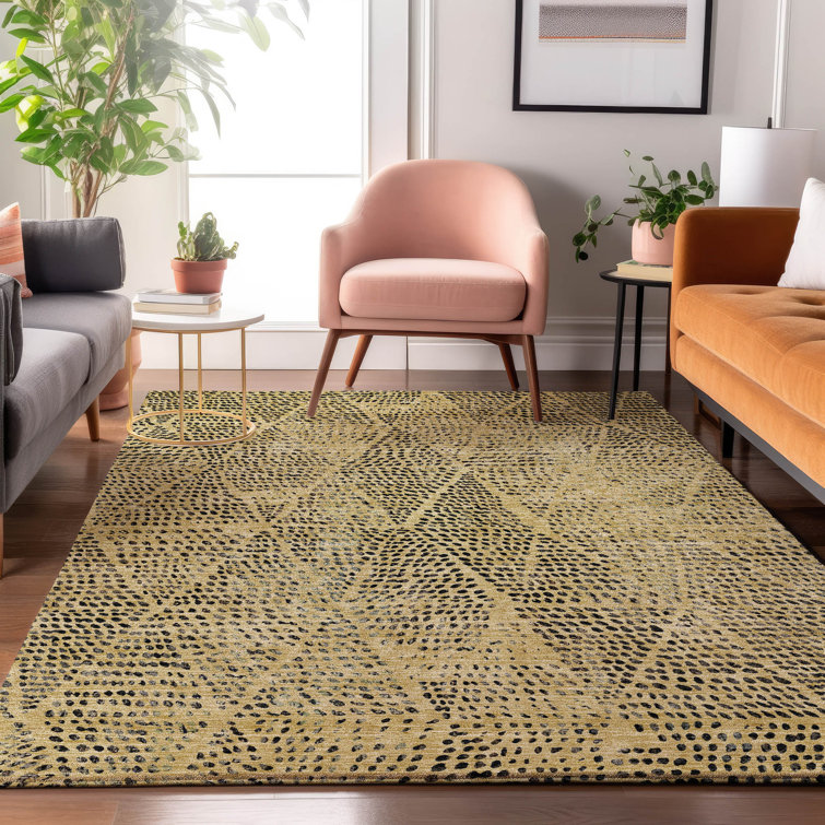 Premium Machine Washable Cerrito AMF591 Gold Rug