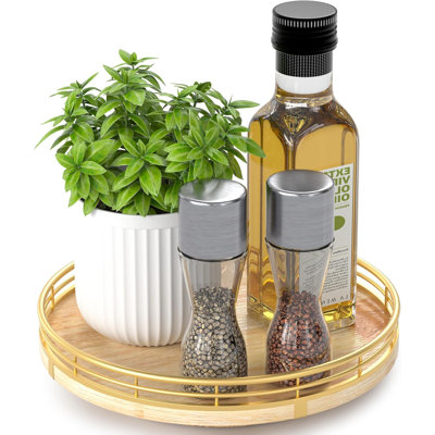 Natural Oak 9" Lazy Susan Turntable Organizer