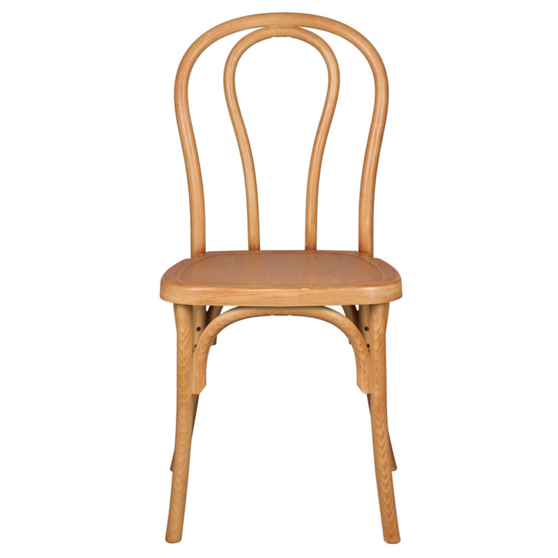 Natural Brown Resin Bentwood Dining Side Chairs, Set of 2