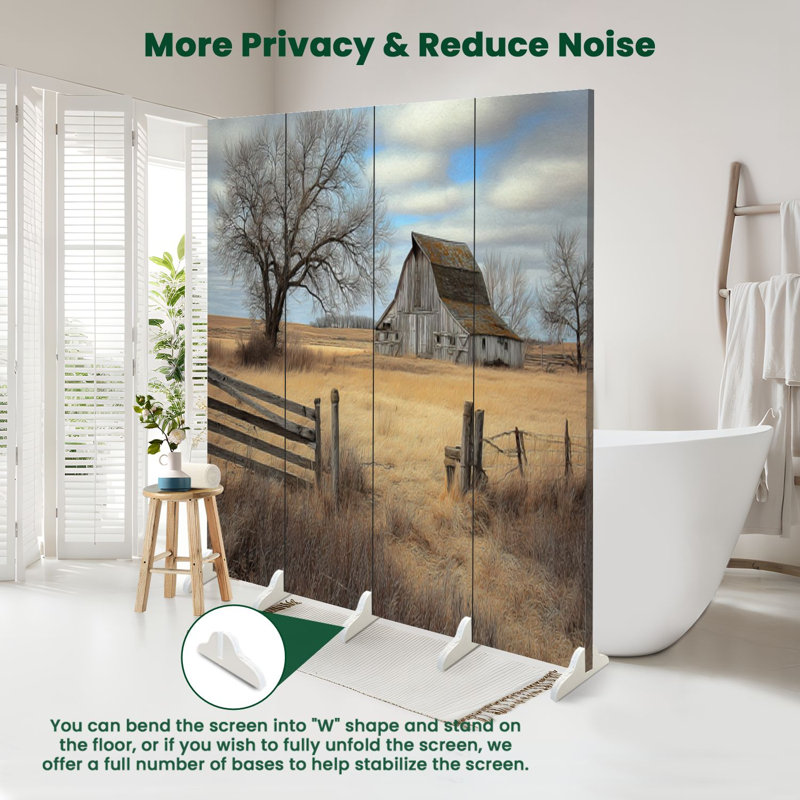 Cloison pliante 4 panneaux Royal Rustic Farmhouse Vintage Barn Country Field, 4, H 71 po x l 64 po x P 1 po