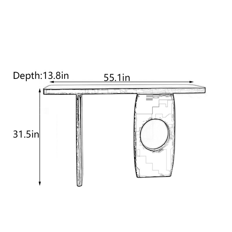 Solid Pine Wood Console Table, 31.5" H x 55.1" W x 13.8" D