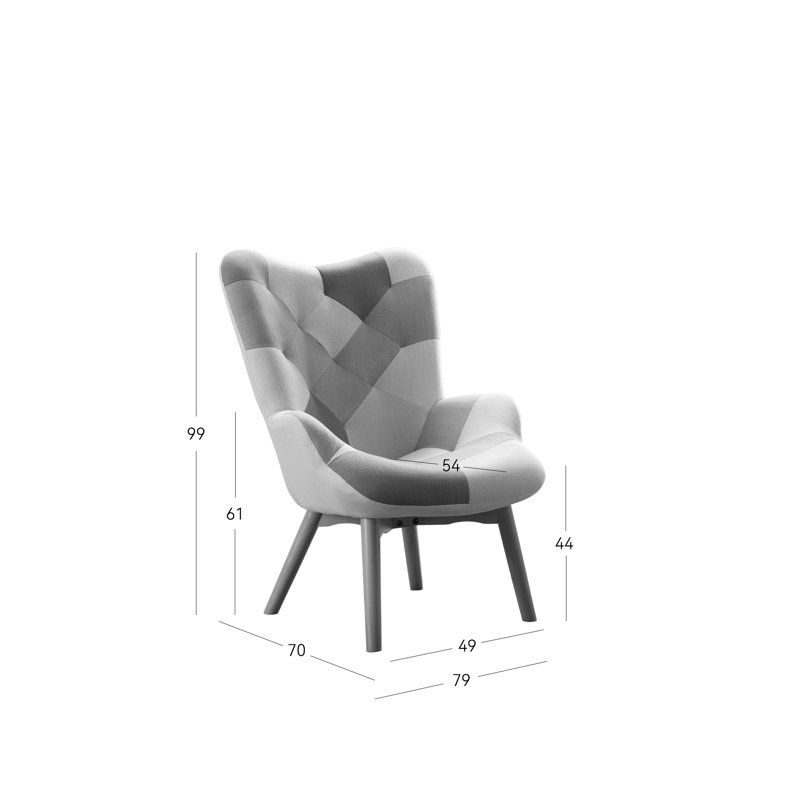 Cayden Upholstered Accent Chair, Pink/Grey/White