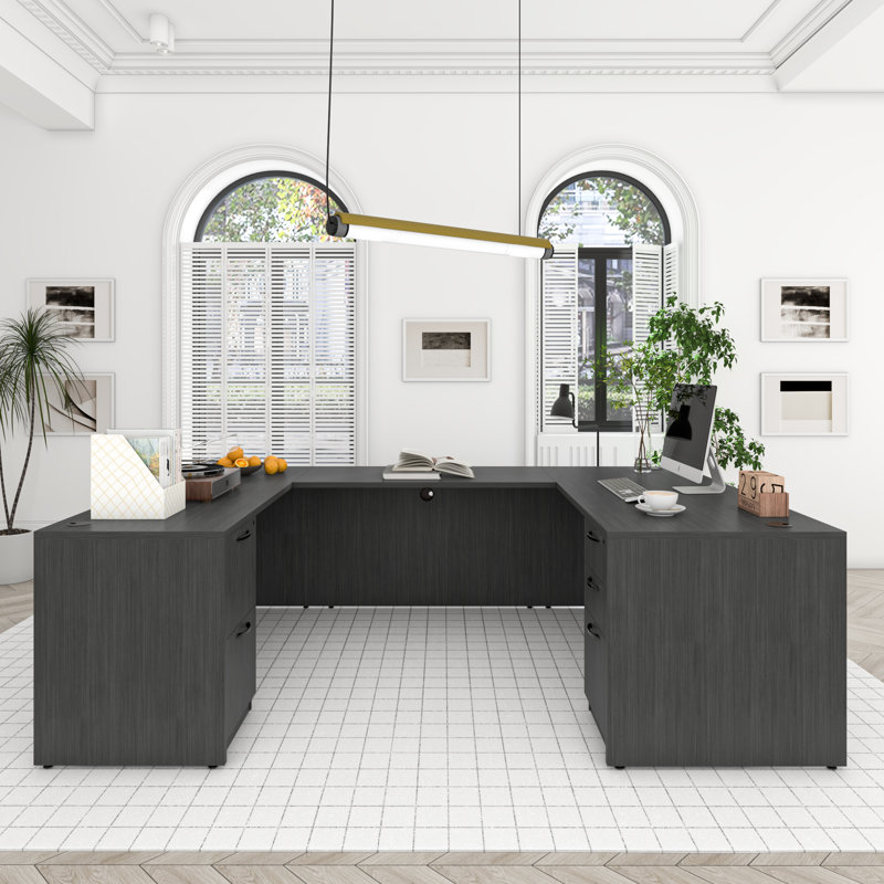 U-Shaped Executive Desk, Gray