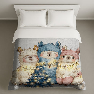 Lamas avec lumières de Noël housses de couette