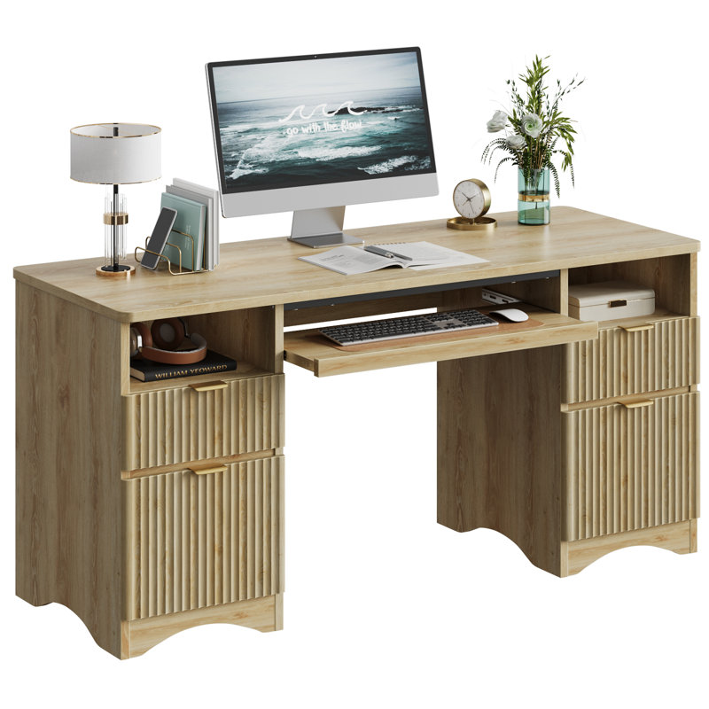 Computer Desk, Natural Oak
