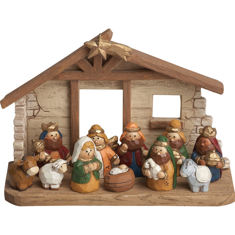12 Piece Kids Nativity with Crèche Set