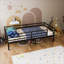 Structure de lit simple en métal avec cadre de lit plateforme noir mat classique, aucun sommier requis pour la chambre à coucher
