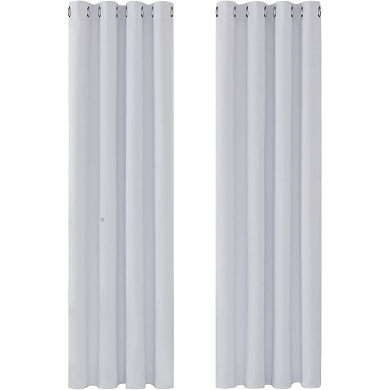 Hisao Room Darkening Curtain Pair, White, 132 W x 138 D cm