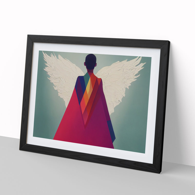 XH1022-4043X Following An Angel - Single Picture Frame Print, 25cm H x 34cm W x 2cm D, Black Framed