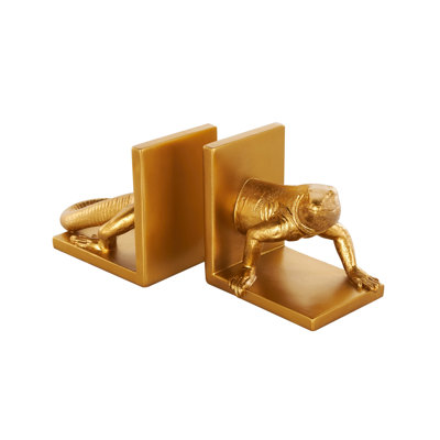 Cole And Grey Resin Crawling Lizard Decorative Bookends