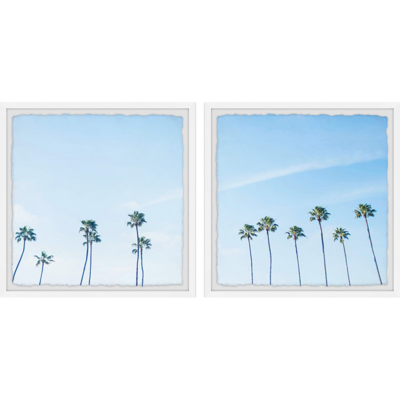 Ciel bleu et palmiers Diptych, H 12 po x l 12 po
