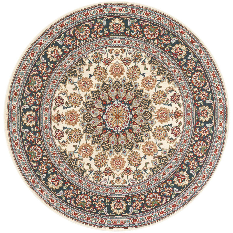 Tapis traditionnel ivoire Tollefson, Rond 6 pi 1 po